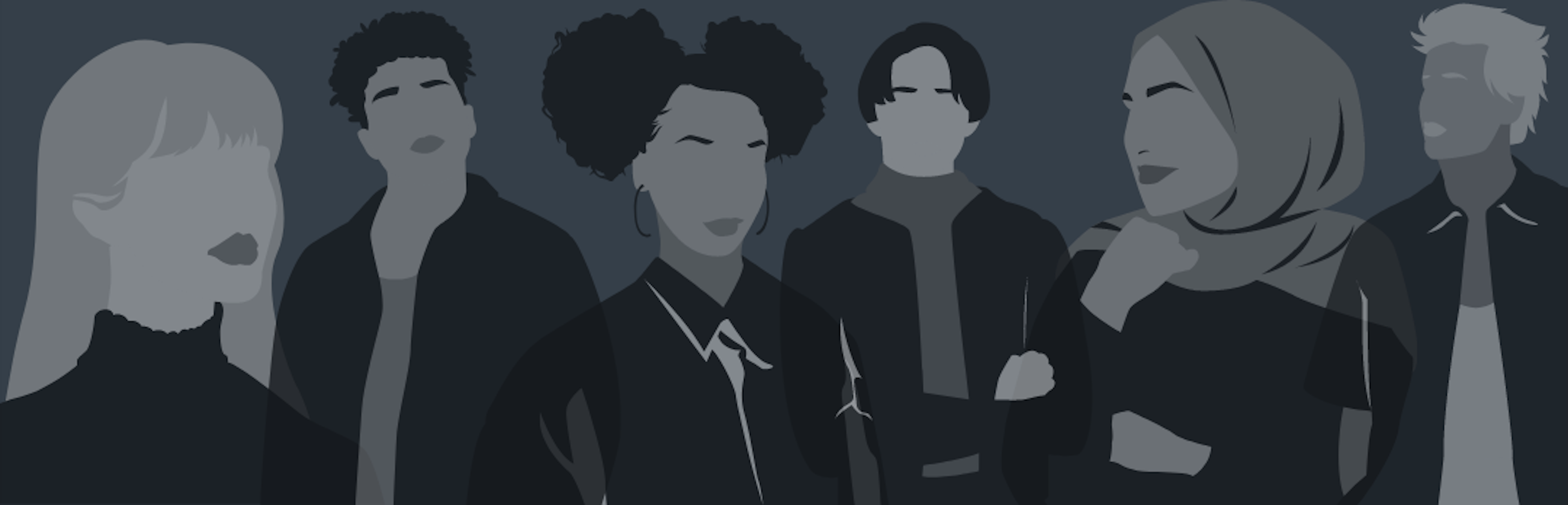 Silhouettes of diverse men and women