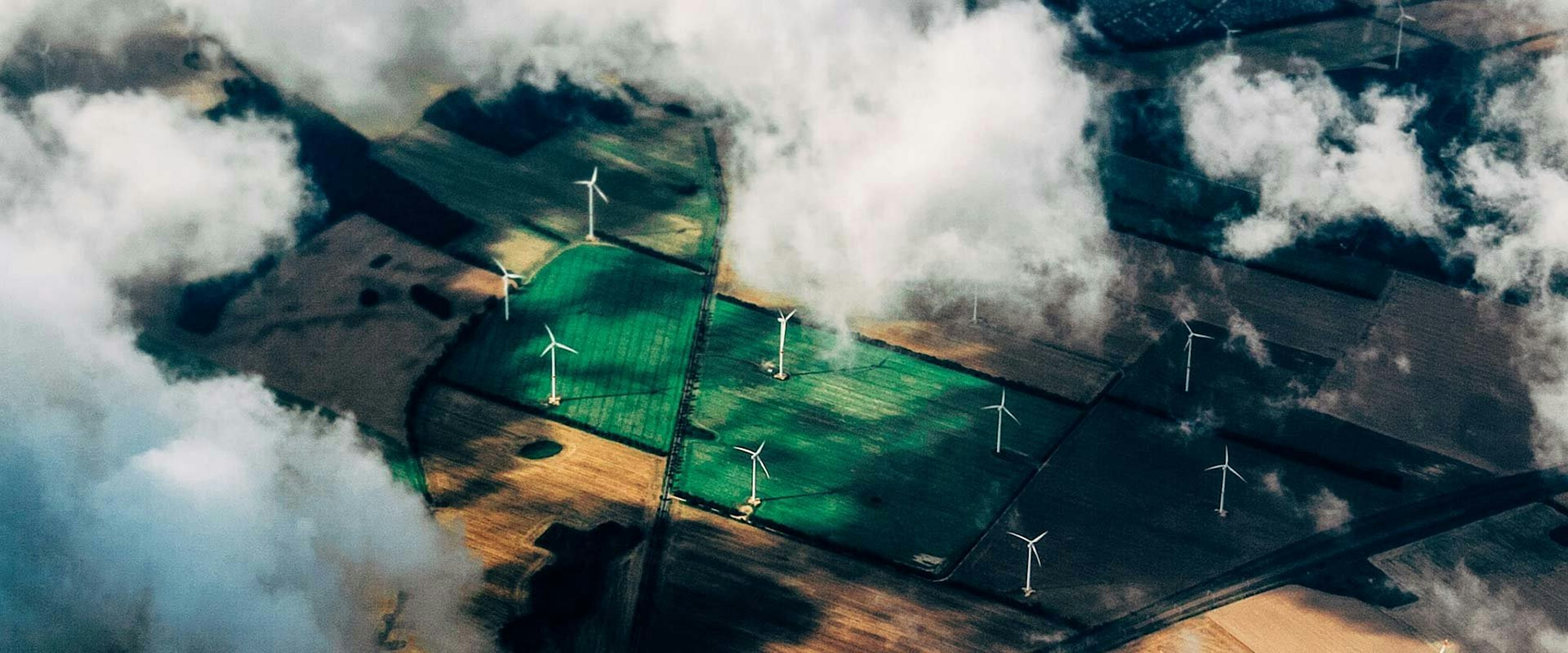 Aerial photo of wind turbines