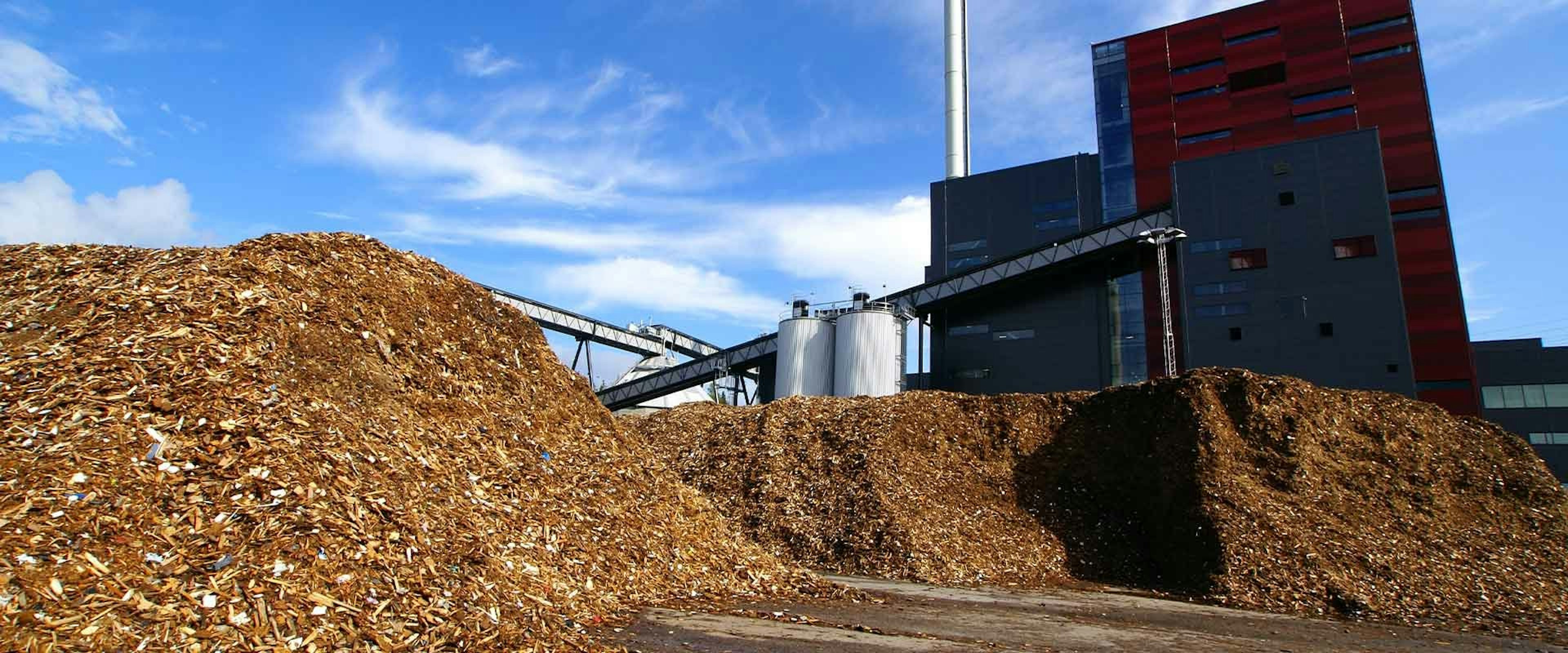 Biomass energy plant with woodchips