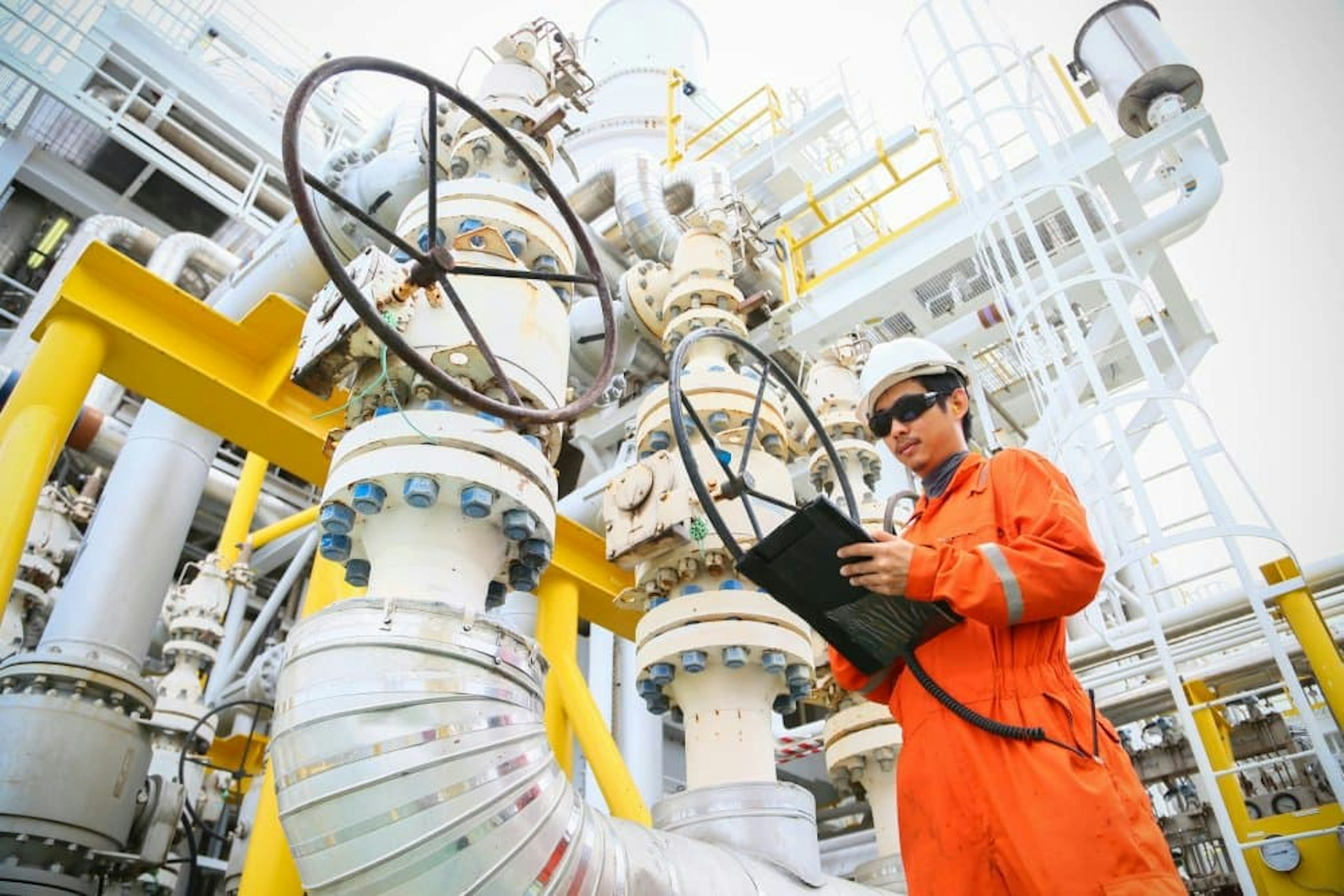Engineer inspecting a site for conventional energy